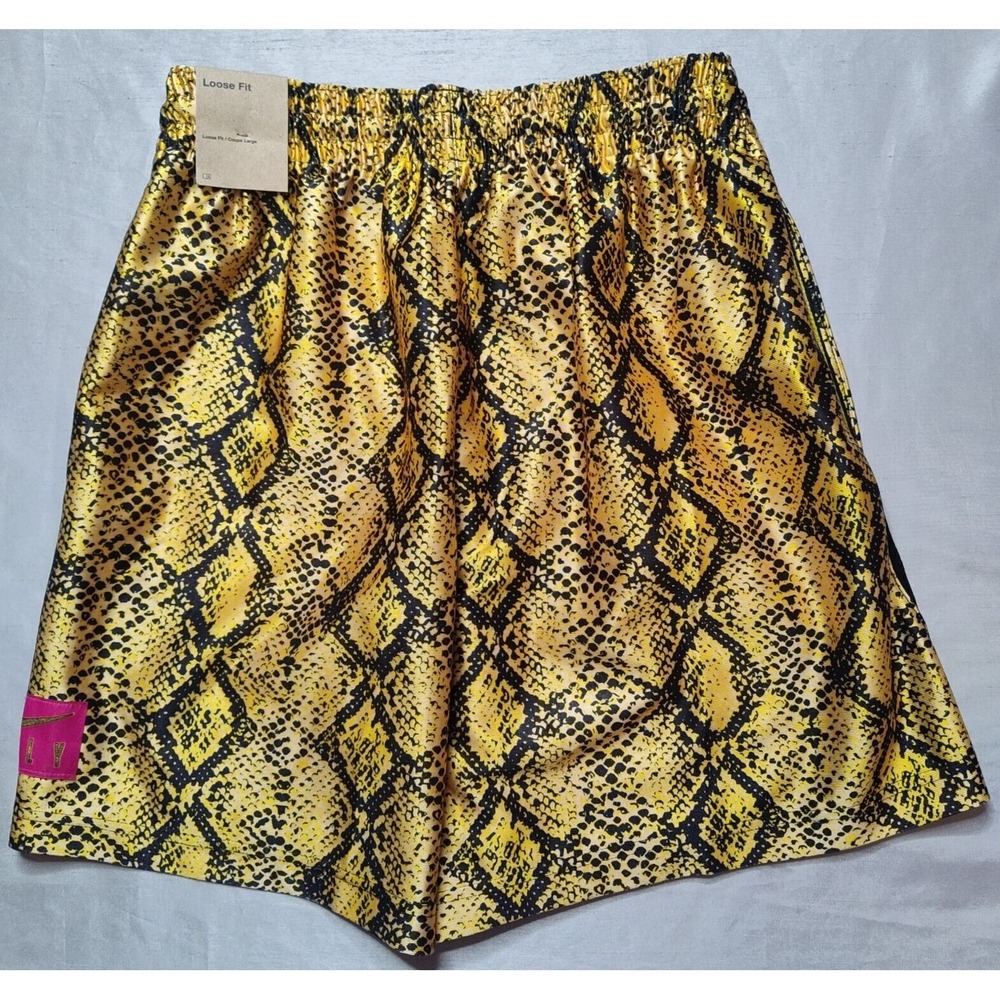 NIKE FLY Women XS Vivid‎ Sulfur DRI-FIT Loose Snake Print Basketball Shorts NEW - Picture 5 of 16